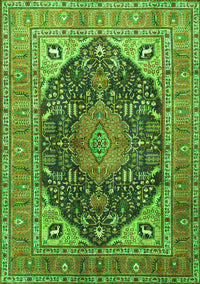 Medallion Green Traditional Rug, tr1089grn