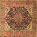 Square Machine Washable Medallion Brown Traditional Rug, wshtr1089brn