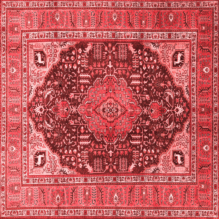 Machine Washable Medallion Red Traditional Rug, wshtr1089red