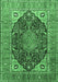 Machine Washable Medallion Emerald Green Traditional Area Rugs, wshtr1089emgrn