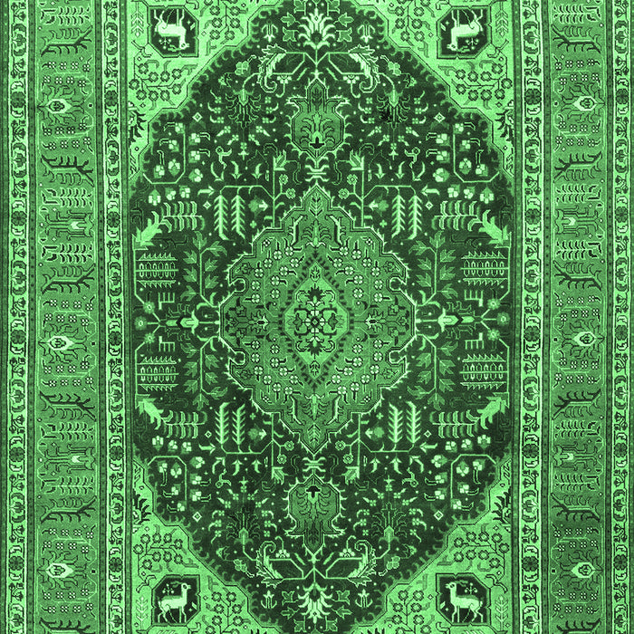Machine Washable Medallion Emerald Green Traditional Area Rugs, wshtr1089emgrn