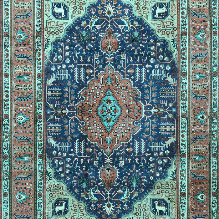 Medallion Light Blue Traditional Rug, tr1089lblu