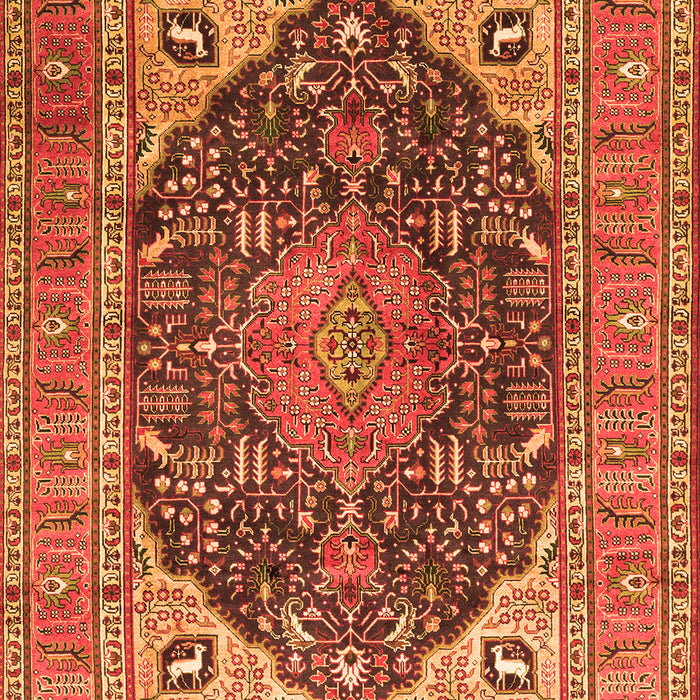 Serging Thickness of Machine Washable Medallion Orange Traditional Area Rugs, wshtr1089org