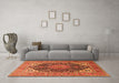 Machine Washable Medallion Orange Traditional Area Rugs in a Living Room, wshtr1089org