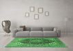 Machine Washable Medallion Emerald Green Traditional Area Rugs in a Living Room,, wshtr1089emgrn