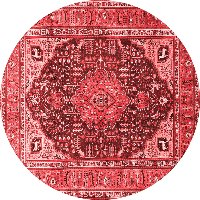 Machine Washable Medallion Red Traditional Rug, wshtr1089red