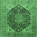 Square Machine Washable Medallion Emerald Green Traditional Area Rugs, wshtr1089emgrn