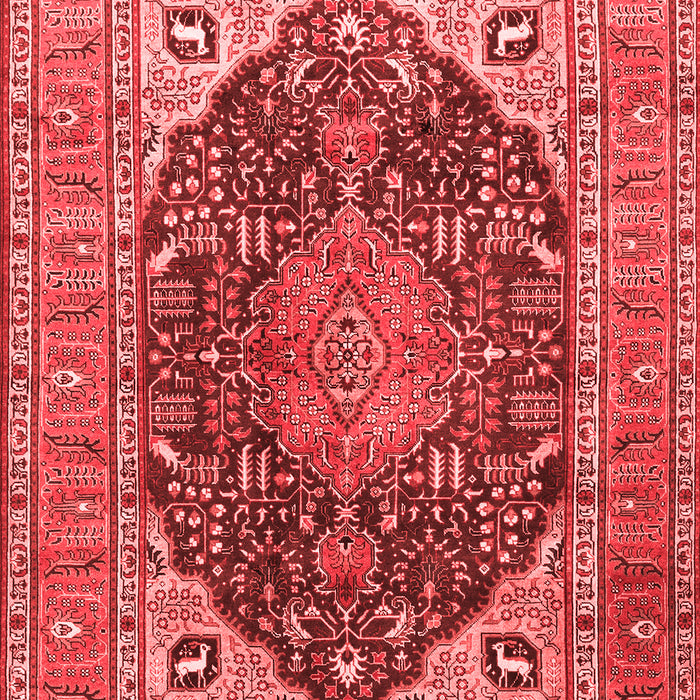 Machine Washable Medallion Red Traditional Rug, wshtr1089red