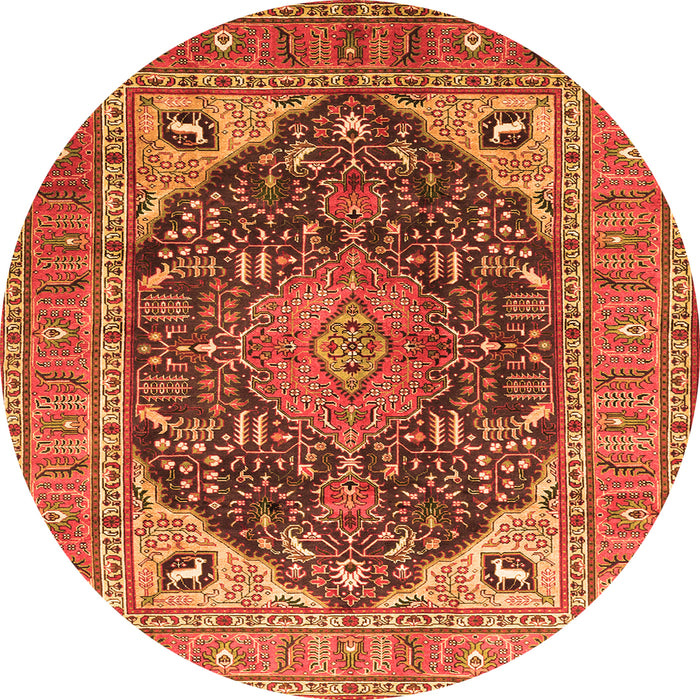 Square Medallion Orange Traditional Rug, tr1089org