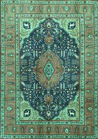 Medallion Turquoise Traditional Rug, tr1089turq