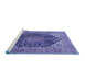 Sideview of Machine Washable Medallion Blue Traditional Rug, wshtr1089blu