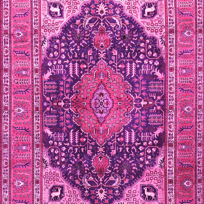 Machine Washable Medallion Pink Traditional Rug, wshtr1089pnk