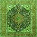 Round Machine Washable Medallion Green Traditional Area Rugs, wshtr1089grn