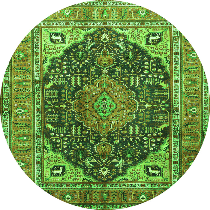 Machine Washable Medallion Green Traditional Area Rugs, wshtr1089grn
