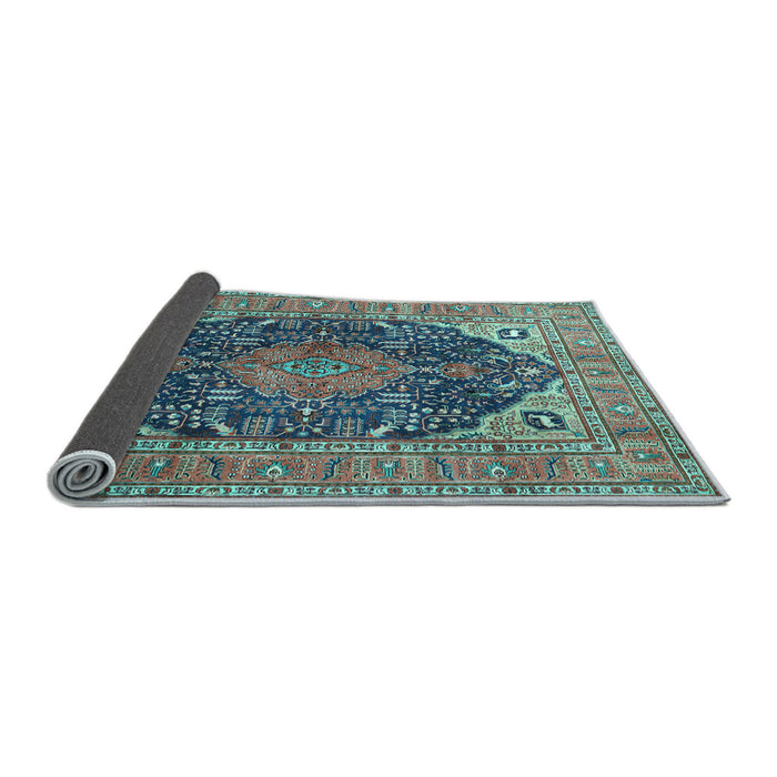 Sideview of Medallion Light Blue Traditional Rug, tr1089lblu