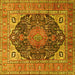 Square Medallion Yellow Traditional Rug, tr1089yw