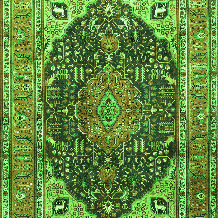Serging Thickness of Machine Washable Medallion Green Traditional Area Rugs, wshtr1089grn