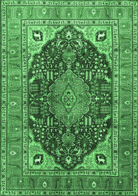 Medallion Emerald Green Traditional Rug, tr1089emgrn