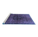 Sideview of Machine Washable Persian Blue Traditional Rug, wshtr108blu