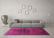 Machine Washable Persian Pink Traditional Rug in a Living Room, wshtr108pnk