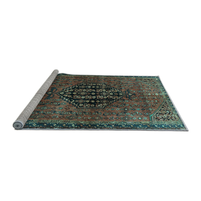 Sideview of Machine Washable Persian Light Blue Traditional Rug, wshtr108lblu