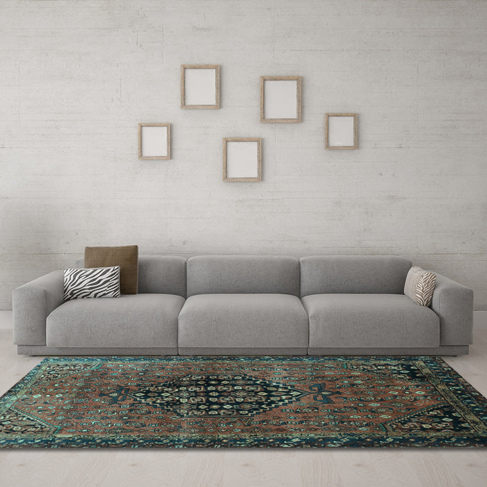 Machine Washable Persian Light Blue Traditional Rug in a Living Room, wshtr108lblu