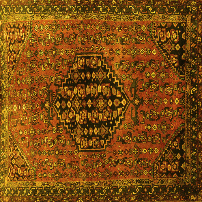 Square Machine Washable Persian Yellow Traditional Rug, wshtr108yw