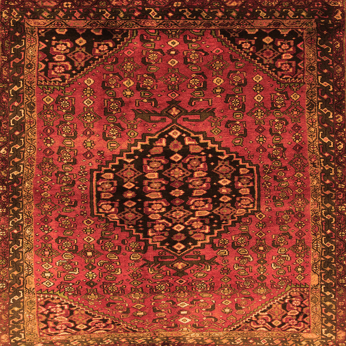 Round Machine Washable Persian Orange Traditional Area Rugs, wshtr108org