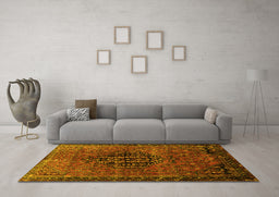 Machine Washable Persian Yellow Traditional Rug in a Living Room, wshtr108yw