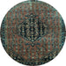 Round Persian Light Blue Traditional Rug, tr108lblu