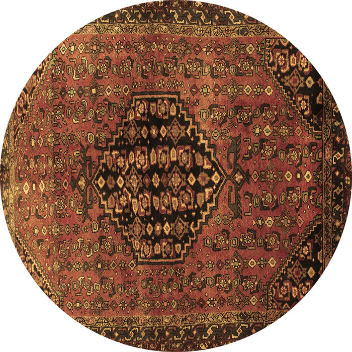 Round Persian Brown Traditional Rug, tr108brn