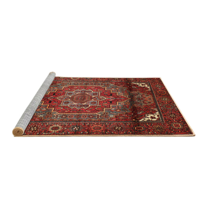 Sideview of Machine Washable Traditional Tomato Red Rug, wshtr109