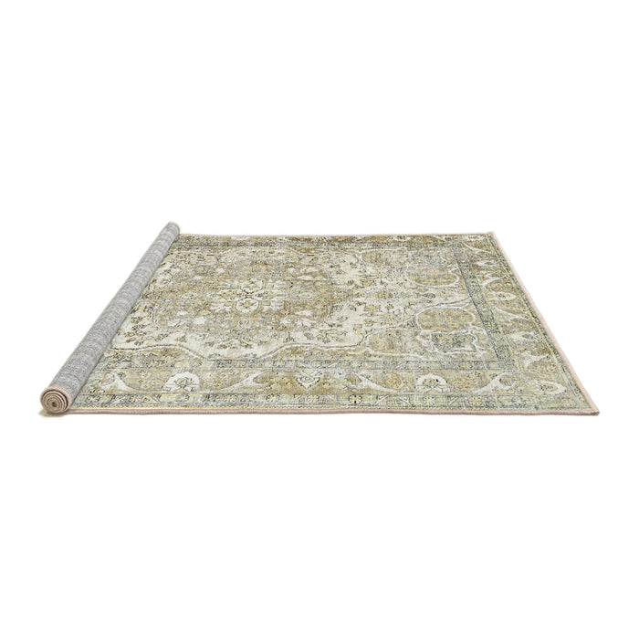 Sideview of Machine Washable Traditional Camel Brown Rug, wshtr1090