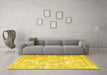 Machine Washable Persian Yellow Traditional Rug in a Living Room, wshtr1090yw