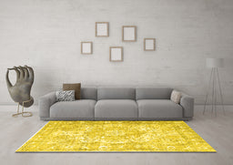 Machine Washable Persian Yellow Traditional Rug in a Living Room, wshtr1090yw