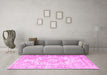 Machine Washable Persian Pink Traditional Rug in a Living Room, wshtr1090pnk