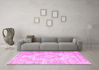 Machine Washable Persian Pink Traditional Rug, wshtr1090pnk