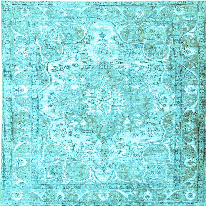 Square Machine Washable Persian Light Blue Traditional Rug, wshtr1090lblu