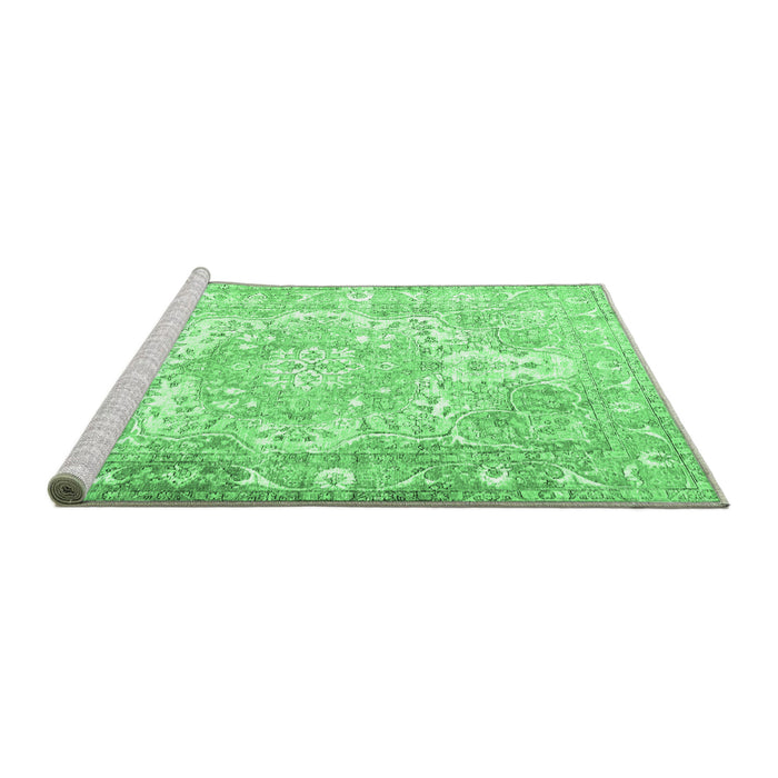 Sideview of Machine Washable Persian Emerald Green Traditional Area Rugs, wshtr1090emgrn