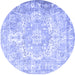 Round Machine Washable Persian Blue Traditional Rug, wshtr1090blu