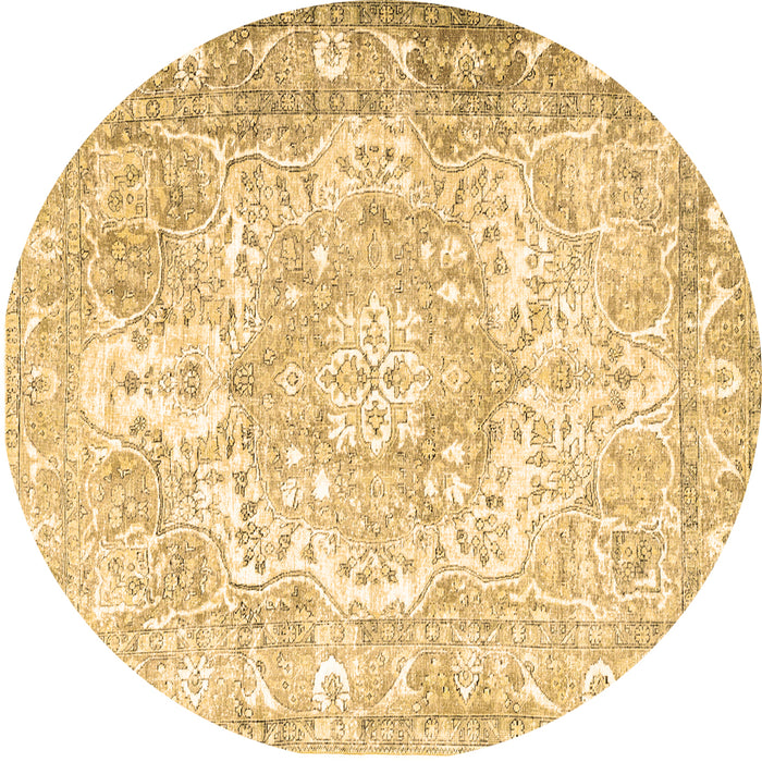 Round Machine Washable Persian Brown Traditional Rug, wshtr1090brn