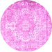 Round Persian Pink Traditional Rug, tr1090pnk