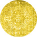 Round Machine Washable Persian Yellow Traditional Rug, wshtr1090yw