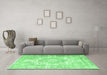 Machine Washable Persian Emerald Green Traditional Area Rugs in a Living Room,, wshtr1090emgrn