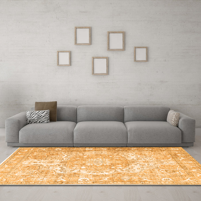Machine Washable Persian Orange Traditional Area Rugs in a Living Room, wshtr1090org