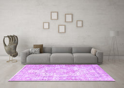 Machine Washable Persian Purple Traditional Area Rugs in a Living Room, wshtr1090pur