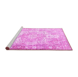 Sideview of Machine Washable Persian Pink Traditional Rug, wshtr1090pnk