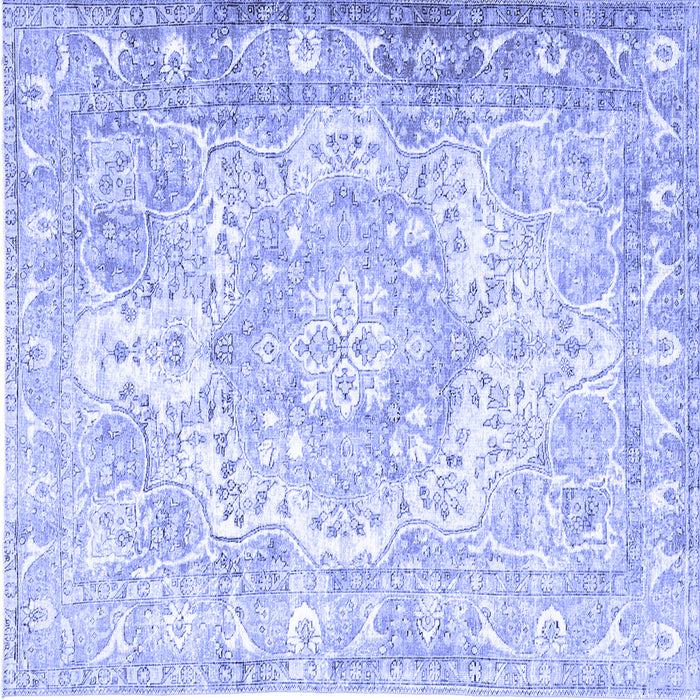 Square Machine Washable Persian Blue Traditional Rug, wshtr1090blu