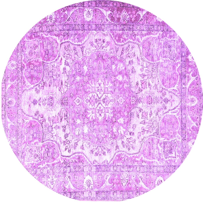 Round Machine Washable Persian Purple Traditional Area Rugs, wshtr1090pur