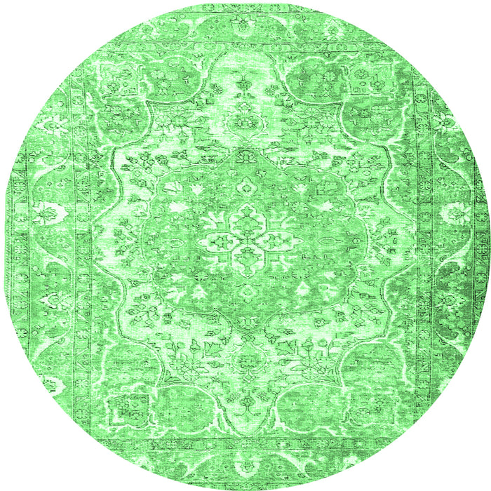 Round Machine Washable Persian Emerald Green Traditional Area Rugs, wshtr1090emgrn